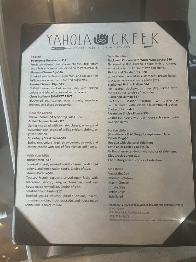 Yahola Creek Restaurant Menu image 1