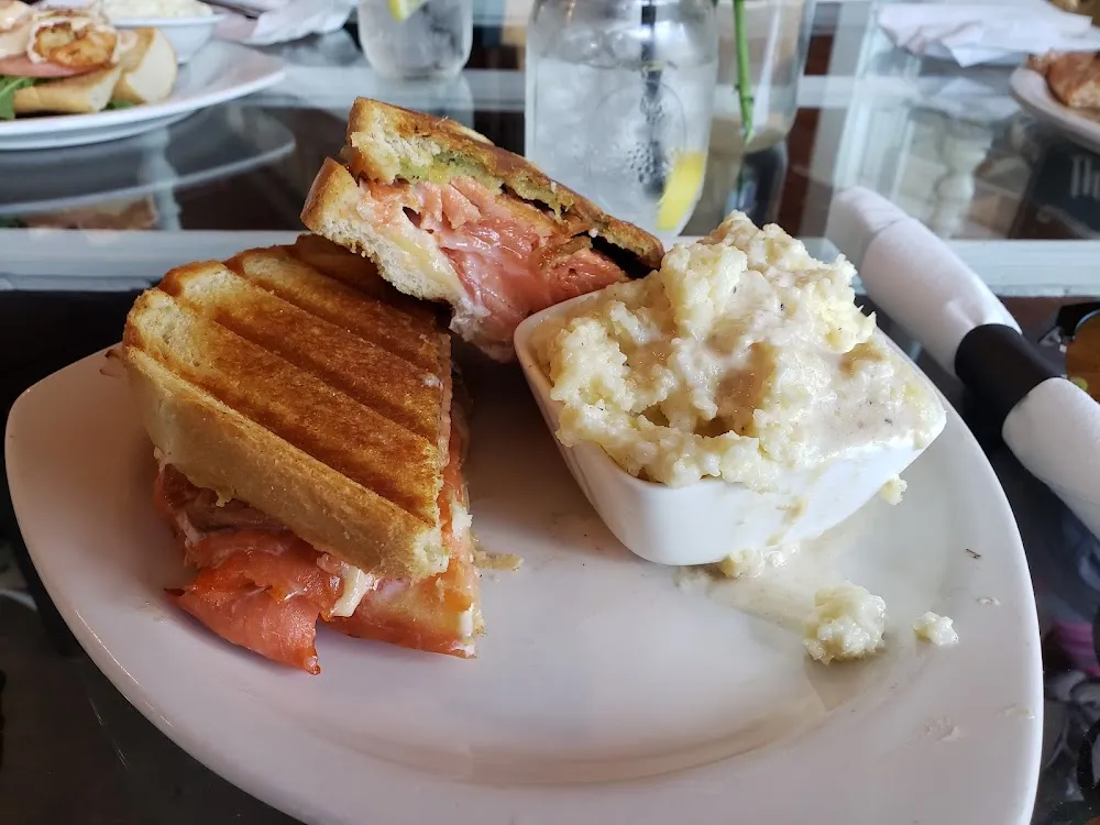 Smoked Trout Panini with Gouda Grits